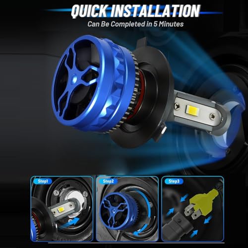 Image of OTO2EYE 1 YEAR WARRANTY 80 Watt Super Bright H4 LED Headlight Bulb for Bike Scooter LED Light for Bike 8000 Lumens 10000 RPM Fan for Fast Cooling Full Aluminum Body Bike LED Light