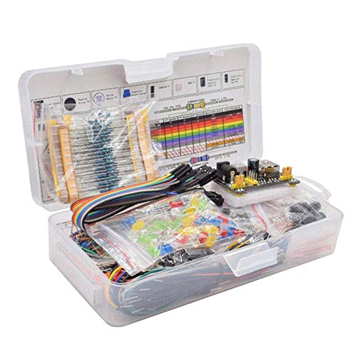 Almencla Kit Básico de Componentes Eletrônicos Placa de Ensaio LED Buzzer Resistor