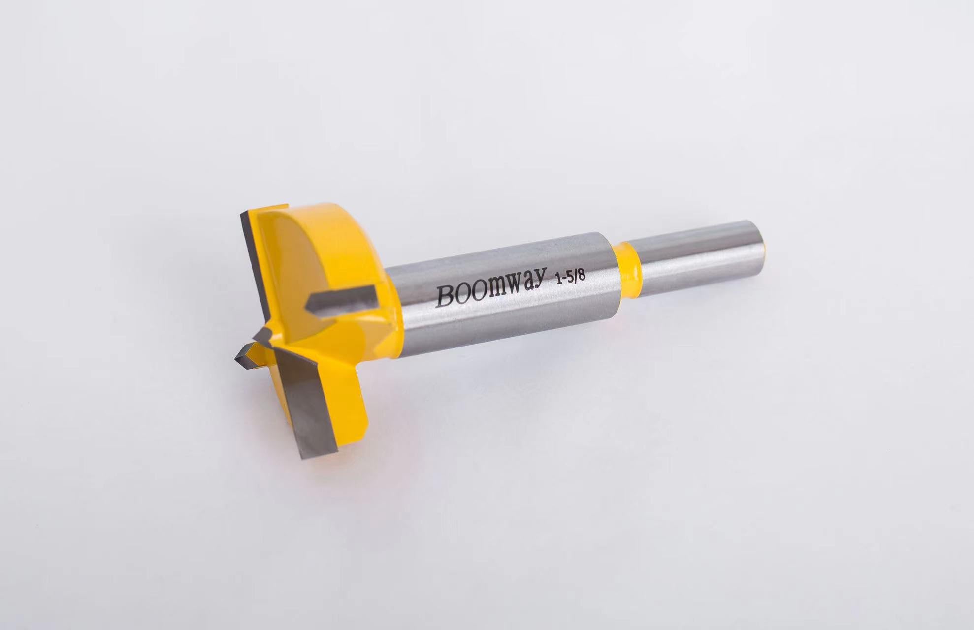 Boomway 1-5/8" (41.3mm) Carbide Forstner Drill Bit – YG6X Alloy For Fine Woodworking, Cabinetry & Splicing