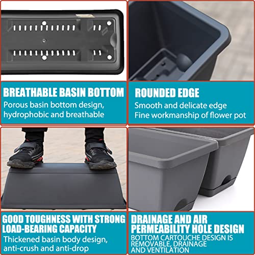 6 Pack 17 Inches Window Box Planter, With Drainage Tray Vegetable Flower Herb Planters, Rectangle Plastic Windowsill Planters For Outdoor Indoor Plants, For Windowsill, Patio, Garden, Home Decor #TOP2