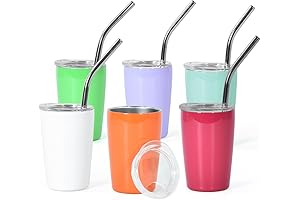 aGH 3oz Mini Tumbler Shot Glasses with Straws and Lids