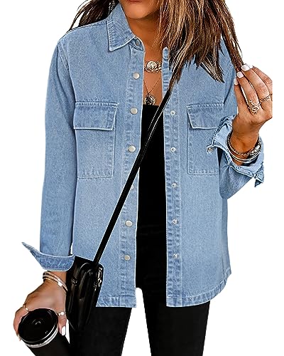 Roskiky Jeans Jacken Für Damen Oversize Jacke Damen Jeans Jacke Cowgirl Jacke Damen Oversized Jeansjacke Damen Jeansjacke Damen Blau Blau S