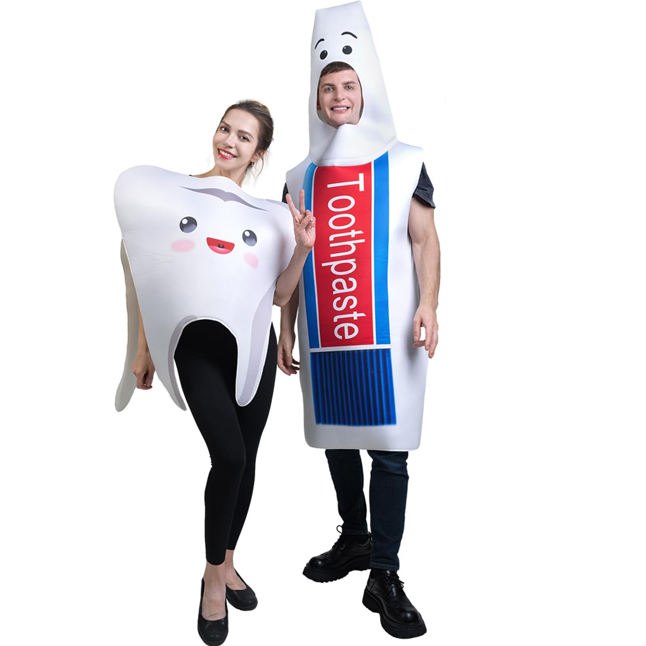 Set cosplay di coppia di denti e dentifricio divertenti per adulti