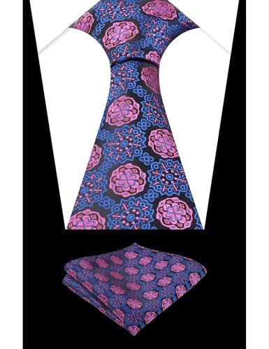 Image of Alizeal Mens Vintage Solid Plaid Tie with Pocket Square 3.15inches Necktie Set