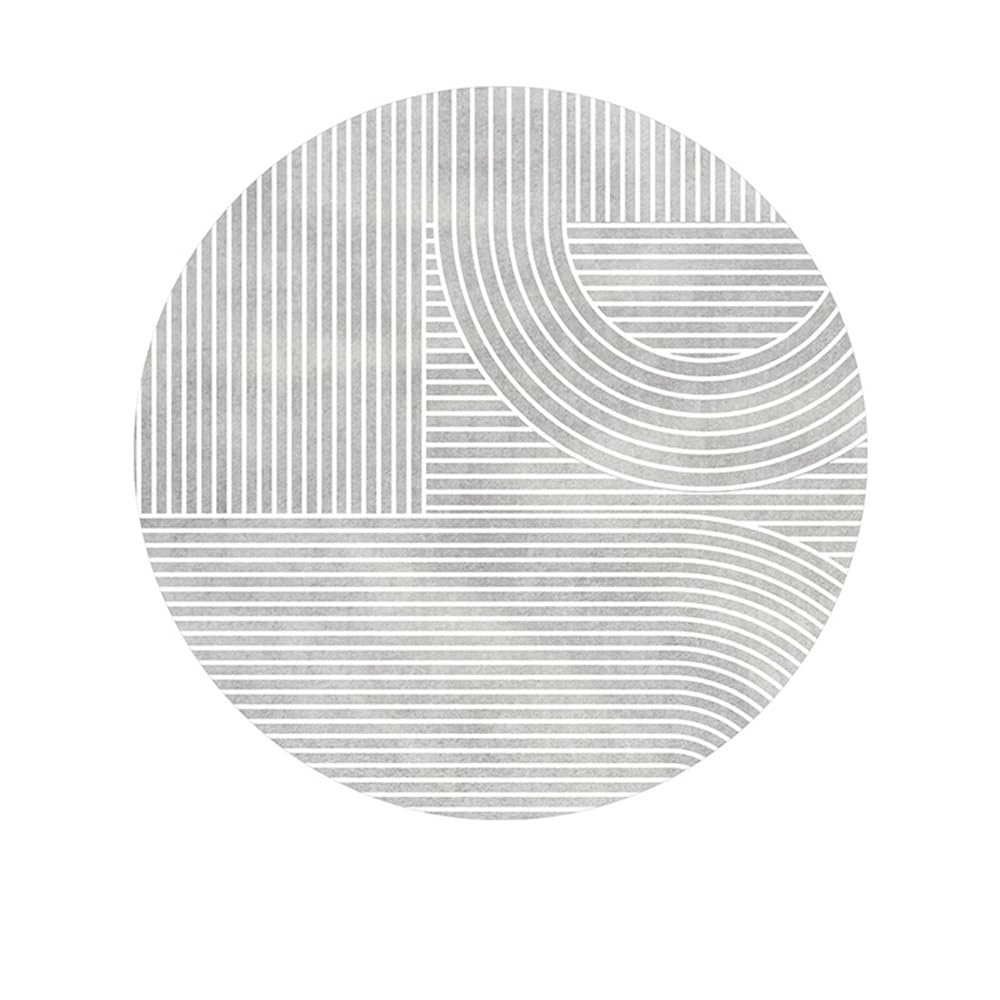 Tapis rond à poils courts antidérapant 140x140 cm lavable pour décoration salon