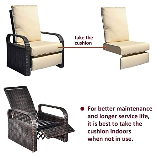 Indoor Outdoor Recliner, All-Weather Pe Wicker Adjustable Reclining Lounge Chair With Durable Aluminum Frame And Removable Soft Cushion ,Luxury Comfortable For Home Reading Sunbathing Or Relaxation #TOP4