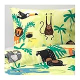 Ikea Djungelskog Duvet Cover and Pillowcases Animal Green 903.935.26 Size Twin