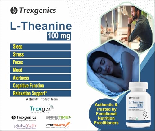 Image of Trexgenics L-THEANINE 100 mg Stress, Focus, Mood, Relaxation Support (120 Veg Capsules)