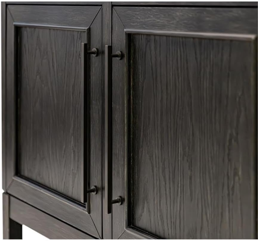 Pemberly Row Wood Arched Display Cabinet/Bookcase, Black and Tan Finish, Fully Assembled, 6 Shelves, Self-Closing Doors, Adjustable and Permanent Shelves, Durable Storage for Living Room or Office