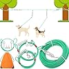 100FT Dog Tie Out Cable, Heavy Duty Chew Proof Long Dog Lead Leash with 10FT & 15FT Trolley Leash – Outdoor Runner Cable for Yard, Camping Outside – Fits Small, Medium & Large Dogs