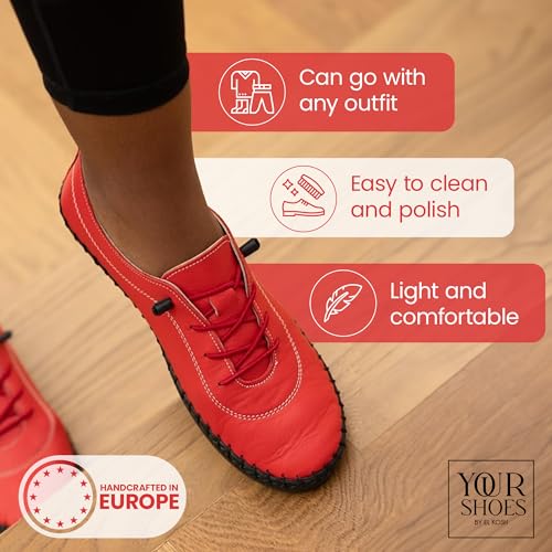 Women’s Fashion Sneakers - Light and Comfortable Leather Flat Sneakers for Everyday Use - Breathable Tennis Shoes with Soft Insoles3