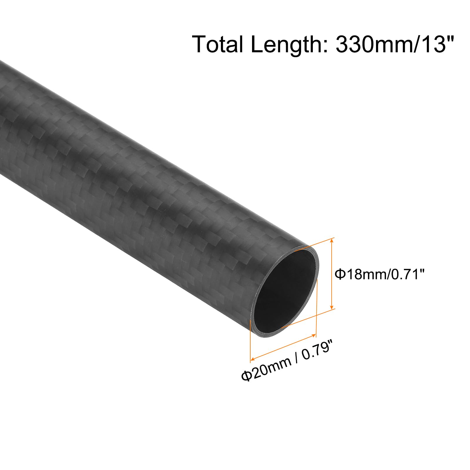 QUARKZMAN Carbonrohr 20x22x330mm – 2 Stück, Matt, 3K Rollgewickelt – Hohe Festigkeit, Leicht, Für RC Drohnen, Flugzeuge, Drachen & DIY