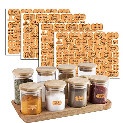 colortouch 128 Stück Englische Gewürzetiketten, Bambus, Wasserfest, Küchenetiketten Cover
