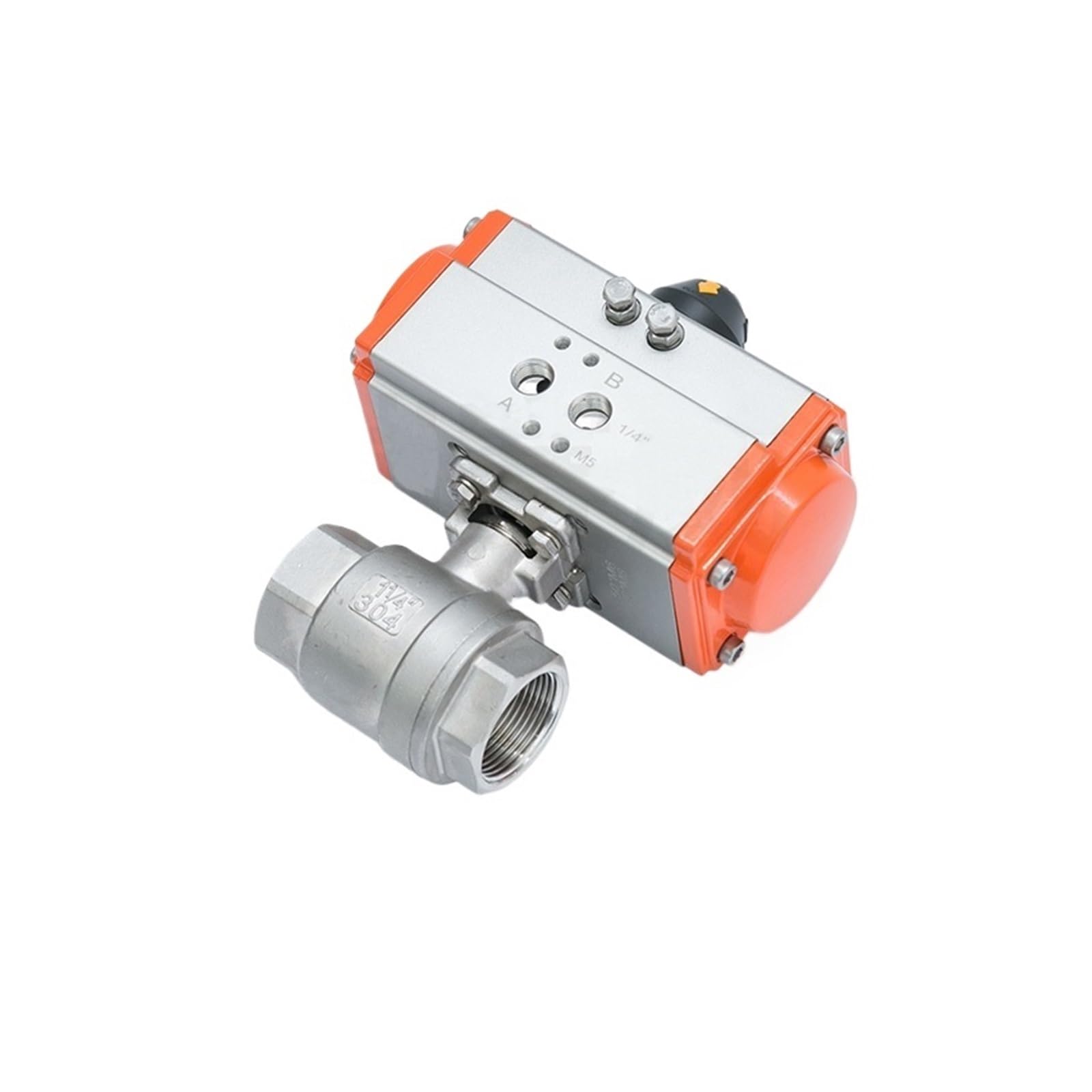 Válvula de bola con actuador neumático, Válvula de bola neumática dos vías Q611F-16P DN15/DN20 acero inoxidable 304, 16 bar, rosca interna(Dn20)