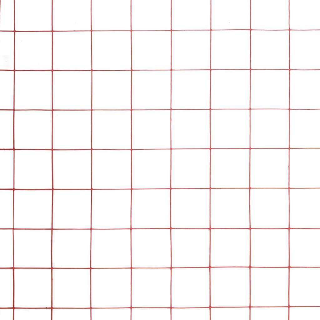 Valla de malla de alambre rojo 25 x 1 m – acero con revestimiento de PVC, resistente a la intemperie, rollo flexible para cercado de aves de corral, jaula de conejos, fronteras de arriates