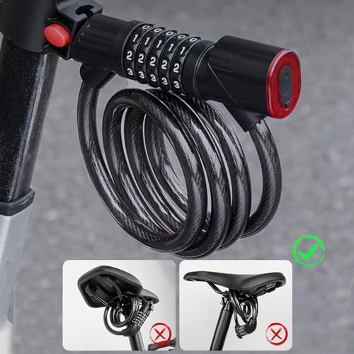 Cadenas pour vélo protégeant contre le vol avec feu arrière pour visibilité - 3