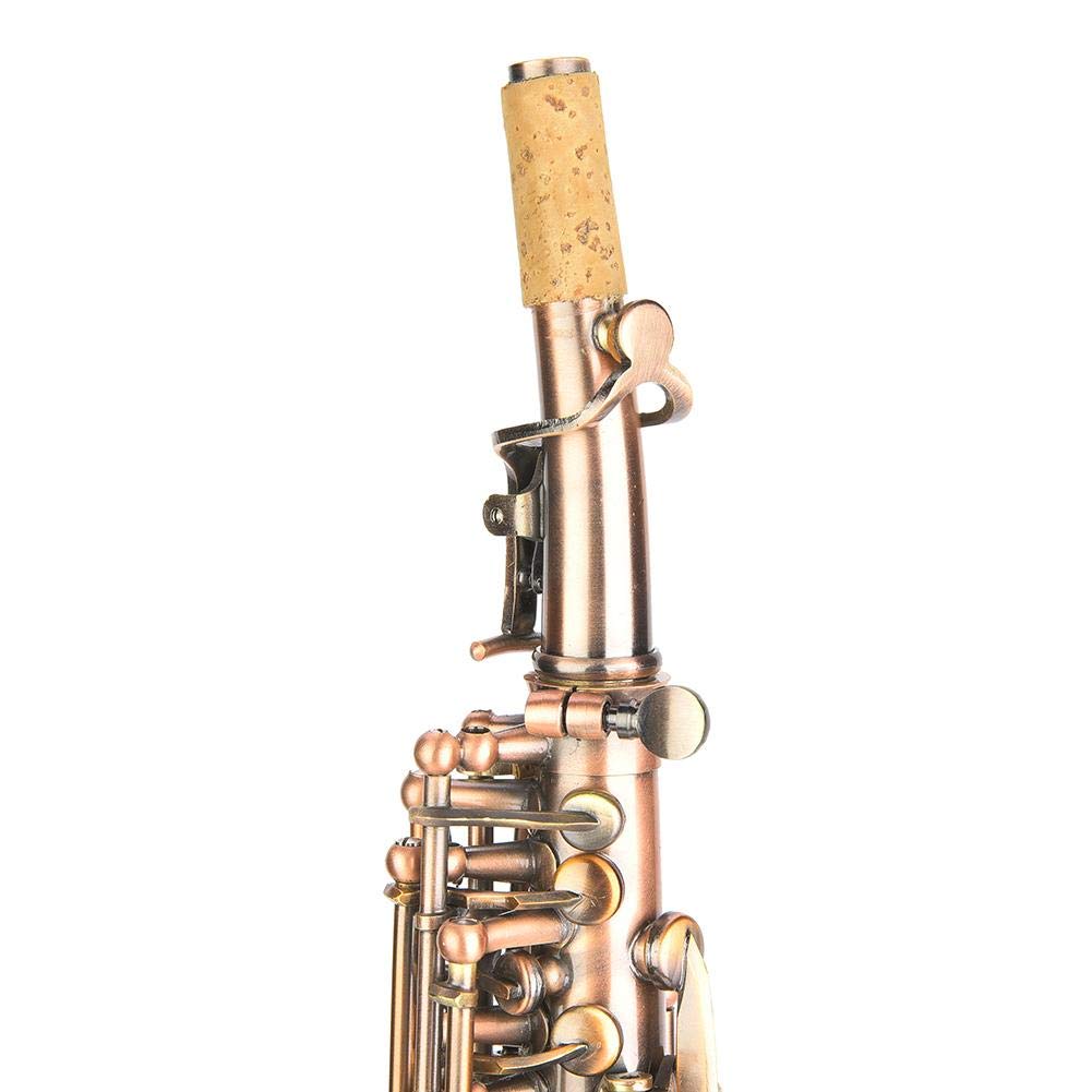 Saxofón de Cobre Rojo Profesional Set B Saxofón de Soprano Plano Saxo Recto con Bolsa de Transporte Instrumento de Viento