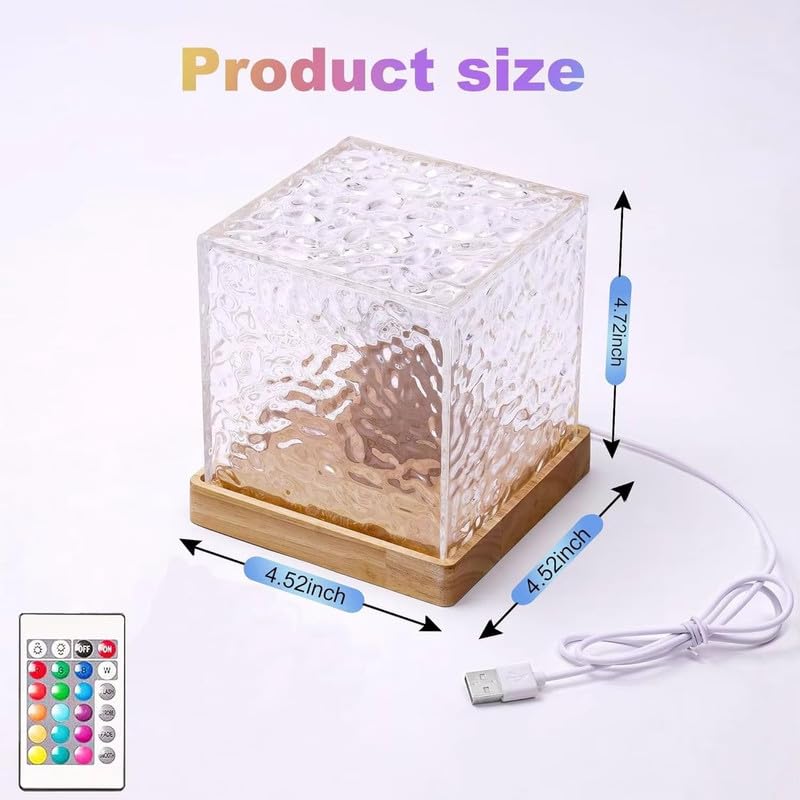 Image of DotCom Acrylic Romantic Ocean Wave Night Light Projector Lamp | 3D Water Wave Effect, LED Projection Lamp for Bedroom Decor, Remote Control - Multicolor