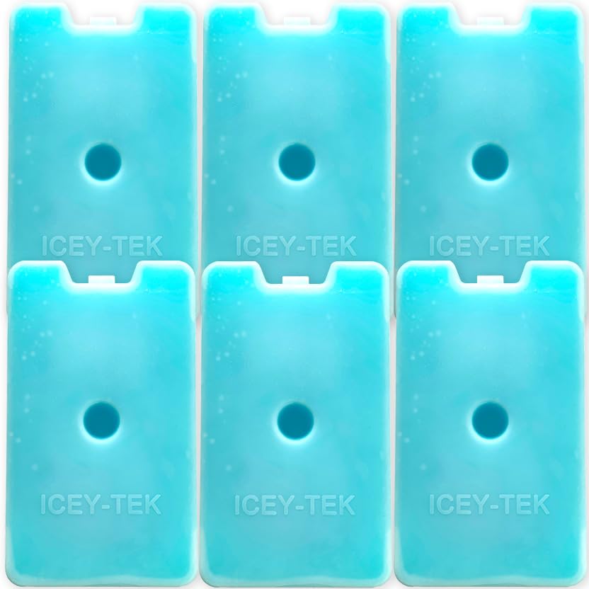 Pack Of 6 Icey-Tek SMALL Gel Ice Packs. For Cool Boxes, Cooler Bags, Commercial, Fishing & Catering. Five Star Rated Company & Products.