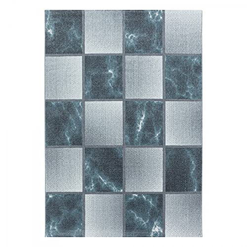 Tapis bleu gris carré marbré doux 80x150 cm pour salon chic - 3