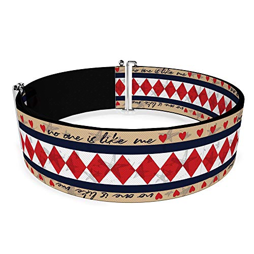 Buckle-Down DC Comics Belt, Cinch Belt Birds of Prey Harley Quinn No One is Like Me Diamonds Hearts, 3.0 Inch Wide, 23 to 44 Inches2