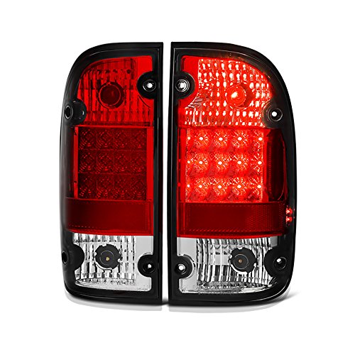 [For 1995-2000 Toyota Tacoma] Vipmotoz Premium Led Tail Light Lamp - Rosso Red Lens, Driver & Passenger Side #TOP12