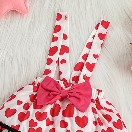 Focutebb My First Valentine's Day Outfit For Infant Baby Girl Valentine Outfits Newborn Baby Girls Clothes My First Valentine Love Heart Suspenders Skirt Set 6-9 Months 80Cm #TOP5