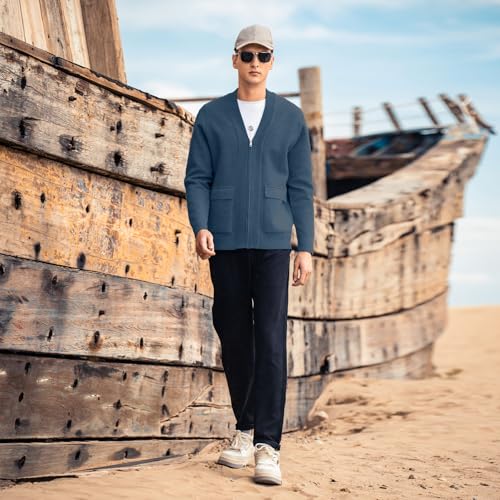 Image of Men's Cardigan Sweater Button Front V-Neck Long Sleeve Knit Sweaters