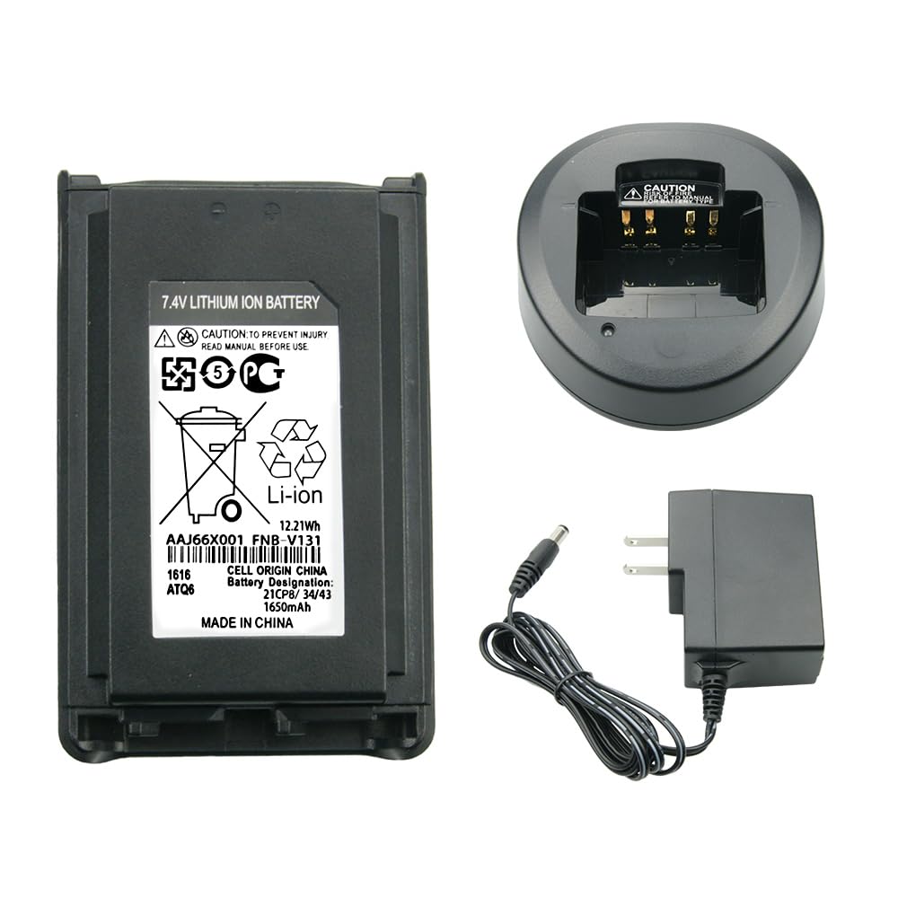 AAJ66X001 FNB-V131 Battery with Desktop Charger Base Set for Vertex VX231 VX230 VX-231-G7-5 VX-230 VX-228 VX-234 Two Way Radios