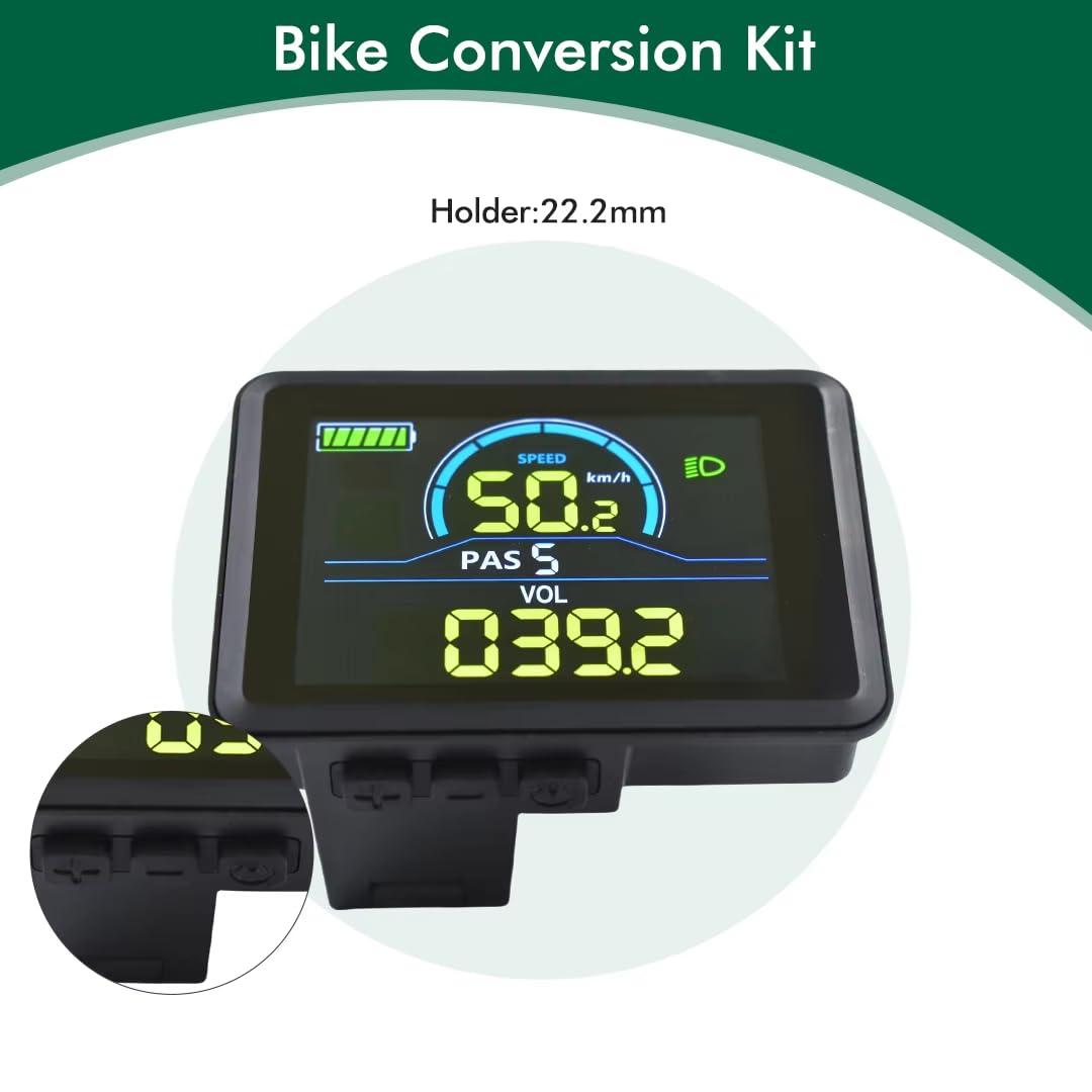 Écran de vélo électrique en plastique + métal 36 V-72 V - Écran LCD étanche NC-81F - Panneau de vélo électrique - Connecteur étanche à 5 broches - Compteur de vitesse - Odomètre pour scooter