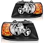DWVO Headlight Assembly Compatible with 2003 2004 2005 2006/03 04 05 06 Ford Expedition (Black Housing Clear Lens)