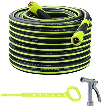 Grace Green Garden Hose,Hybrid 5/8 in.×100FT Water Hose, Both End SwivelGrip, Heavy Duty, Light Weight, Flexible