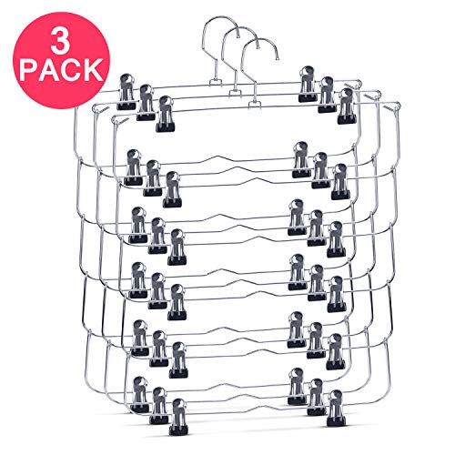 Hasit 6-Tier Skirt Pants Shorts Hangers with Adjustable Clips Space Saving No Slip