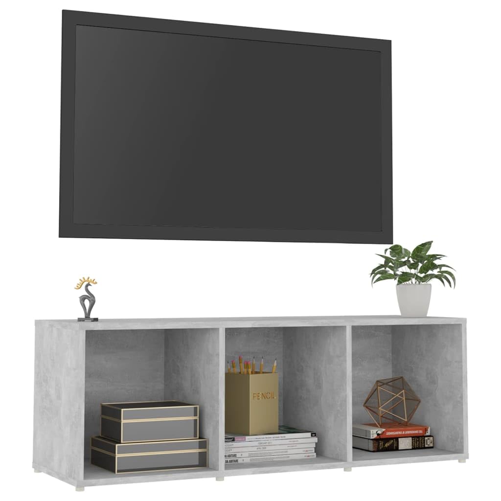 Szafka pod telewizor, kolor szary betonowy, 107 x 35 x 37 cm, materiał drewnopochodny, uniwersalny stojak pod telewizor do salonu i sypialni, ustawienie poziome lub pionowe