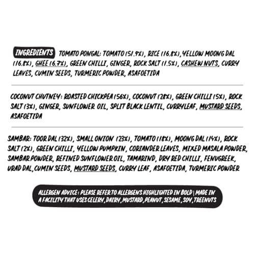 Image of Chutnefy Soulful India Hearty Mains Box | Pack of 4*50gms (Dry) | Add Boiling Hot Water to make 170ml | 1-2 Servings Each | Authentic Indian Comfort Meals | Instant Ghee Pongal, Tomato Pongal, Palak Dal Khichdi, Masala Dal Khichdi | 100% Natural, No Preservatives