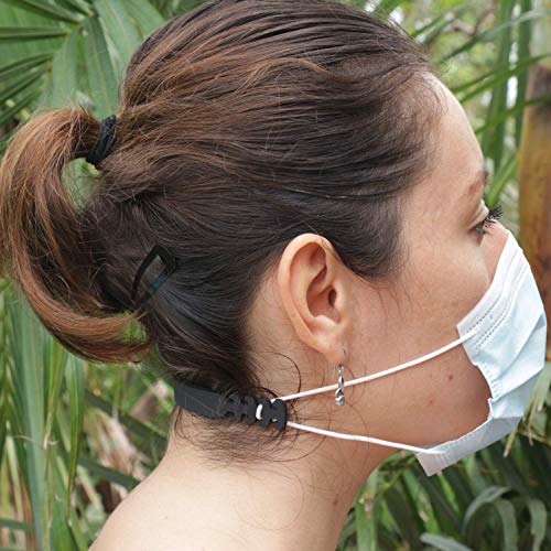 Maske Ohrhaken - Maskenhaken Silikon Masken Ohrband Gummiband Anti-rutsch Mundschutz Halterung Maskenhalter Verlängerung (Pack 7 Schwarz)