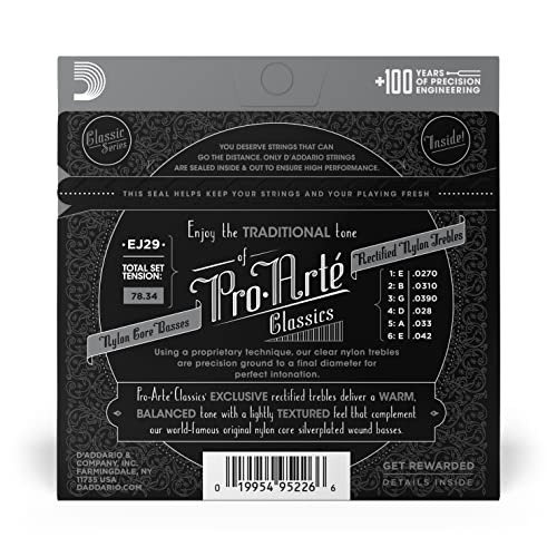 D’Addario EJ29 Classics Cordes pour guitare classique rectifiées Modéré - Les Beatles, Paul McCartney, John Lennon, RIngo Starr, George Harrison D'Addario EJ29 Classics Cordes pour guitare classique rectifiées Modéré – Image 4