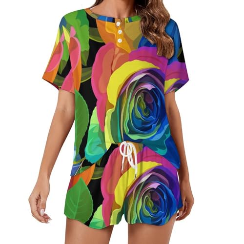Ensemble de pyjama rose pour femme en coton léger parfait pour l'été