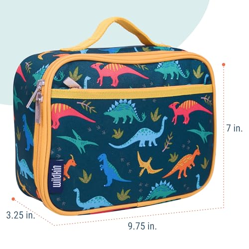 Wildkin Kids Insulated Lunch Box – Durable and Reusable for School & Travel - Jurassic Dinosaurs