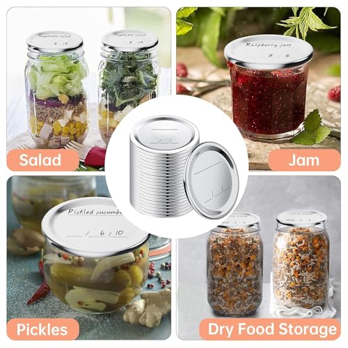 Couvercles de bocaux standard en fer avec surface inscriptible | Lot de 60 pièces pour conserve - 3