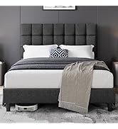 VECELO Bedframe 140 x 200 cm, metalen bed met hoog hoofdeinde, modern VECELO Bedframe 140 x 200 cm, metalen bed met hoog hoofdeinde, modern