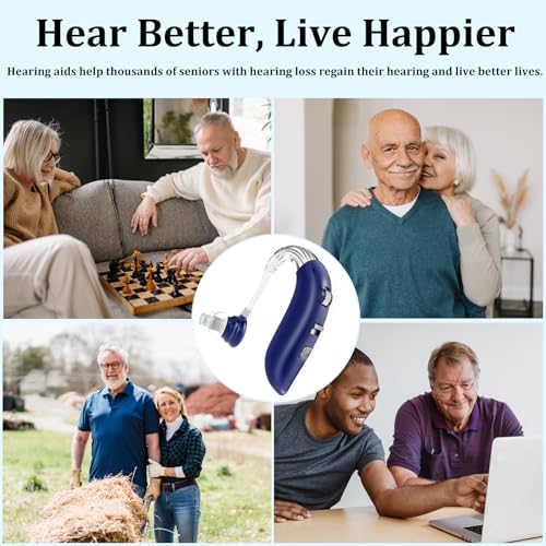 Rechargeable Hearing Aids for Seniors with Noise Cancelling, Hearing Amplifiers for Adults with Severe Hearing Loss, Sound amplifier with Volume Control(Blue) - Image 6
