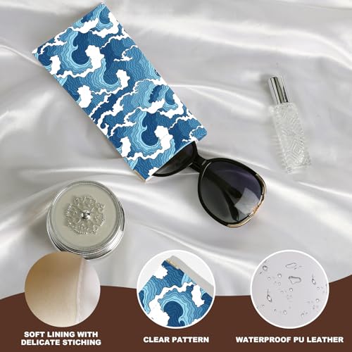 Image of Anikathy 2Pcs Sunglass Eyeglass Glasses Case Soft PU Leather with Cleaning Cloth Cute Glasses Pouch Bag for Men Women Girs