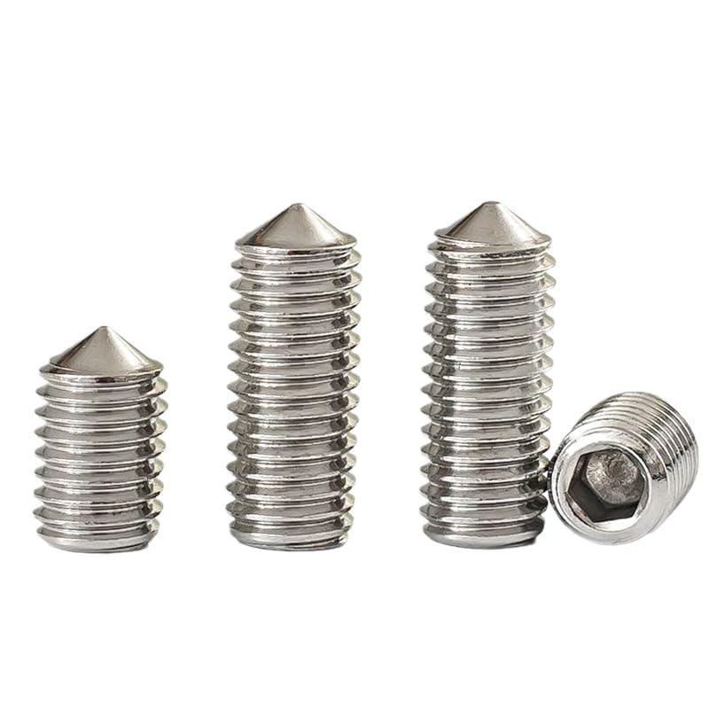 SS304 Stainless Steel Hex Socket Set Screw Cone Point Grub Screws 4# 8# 10# 1/4 (50,UNC 10#-24 x 3/8)