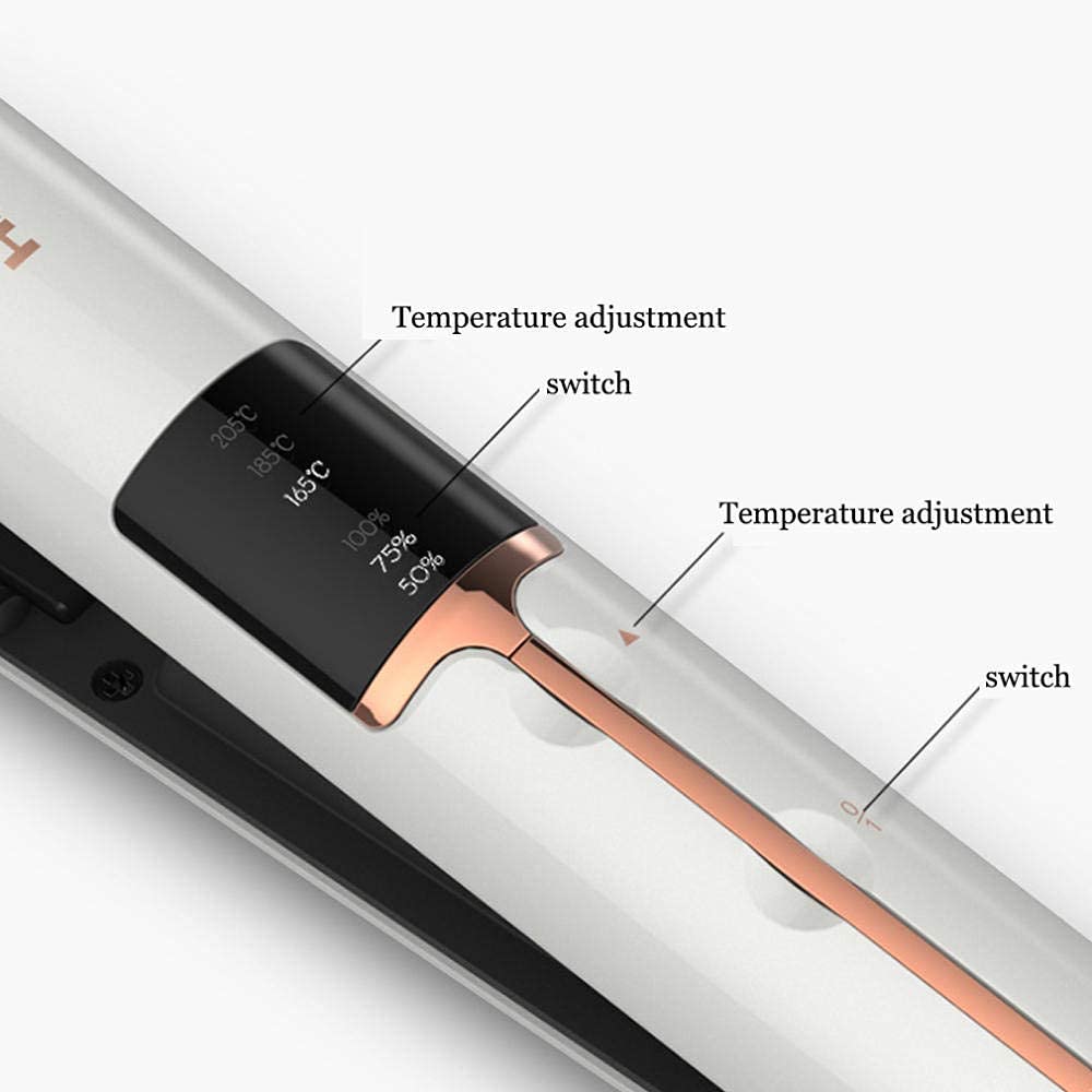 2 en 1 enderezador y rizador de Cabello con Temperatura Ajustable Inteligente y portátil antipaldimia Completo para un Estilo de Cabello Largo o Corto