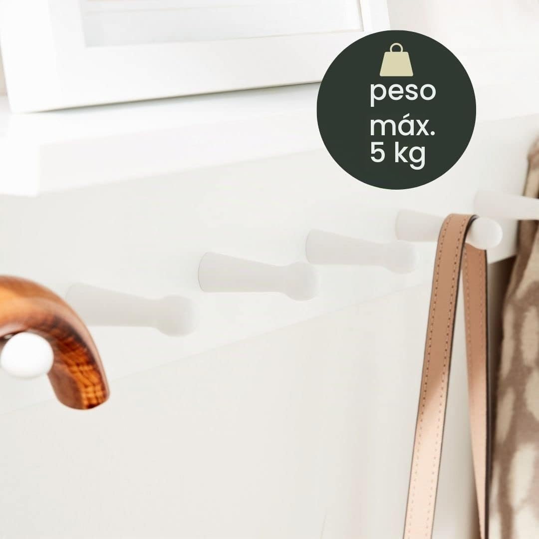 Haus Projekt Estantes de Pared con 7 Ganchos, Blanco, Fácil de Montar Perchero Pared Madera, Estanteria Baño Pared, Flotantes Cocina Estanterias Almacenaje, Baldas pour Toallas, Llaves, Decoracion