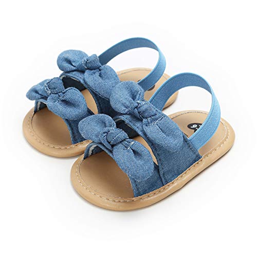 Infant Baby Girls Sandals, Premium Soft Rubber Sole Anti-Slip Summer Toddler Flats First Walkers Shoes Blue #TOP2