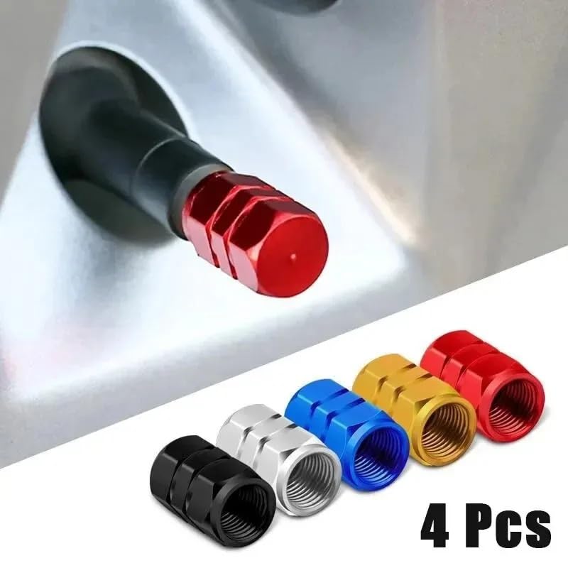 4/8Pcs Aluminum Tire Valve Caps Dustproof Waterproof for Car Truck Bike(Silver)