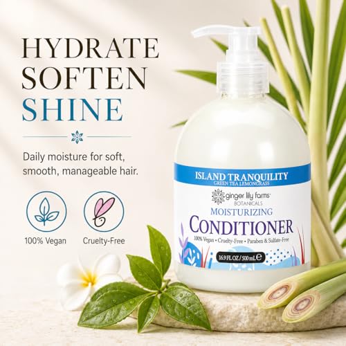 Image of Ginger Lily Farms Botanicals Conditioner, 16.9oz /6pk, Island Tranquility | 100% Vegan & Cruelty-Free | Moisturizing Conditioner for All Hair Types