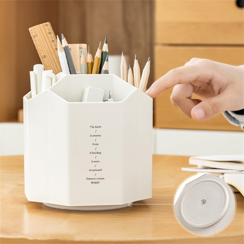 Portalápices de Escritorio Giratorio de 360 ° Portalápices de 5 Rejillas Portalápices Caja de Almacenamiento Regalo (A 14x11x13cm)